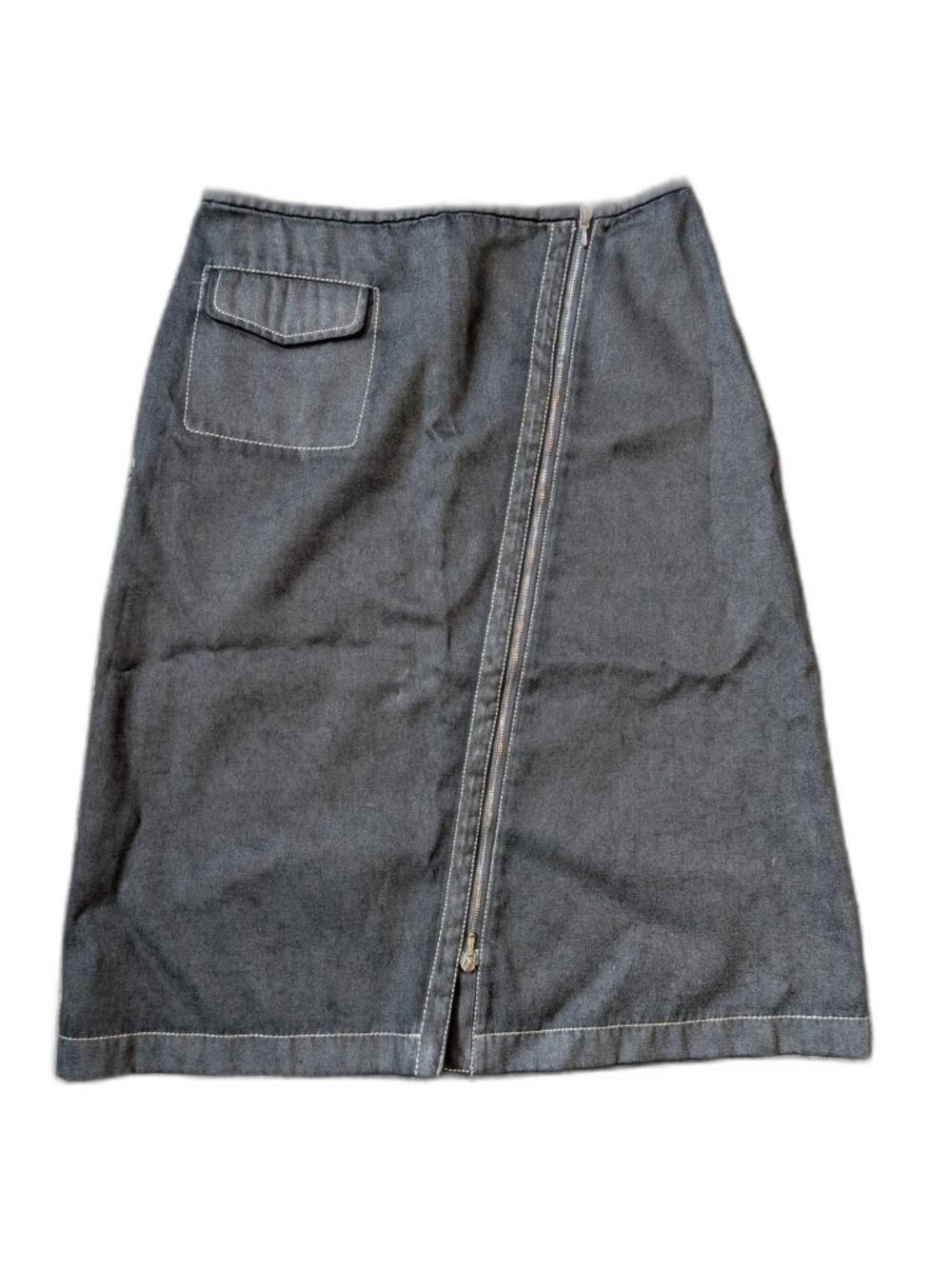 Barbara Bui Initials Gray Denim A-Line Skirt Full Zip Front Size 36/XS